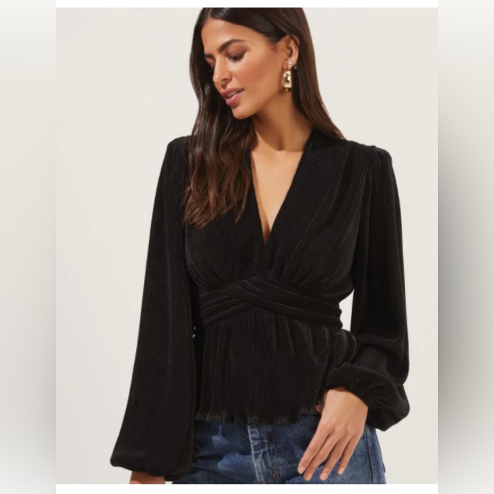 ASTR The Label Long Sleeve Scarlet Top - Black Size S
